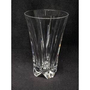 Lenox Crystal Oasis High Ball Glass Small Bud Vase Deep Vertical Cuts Side Foot